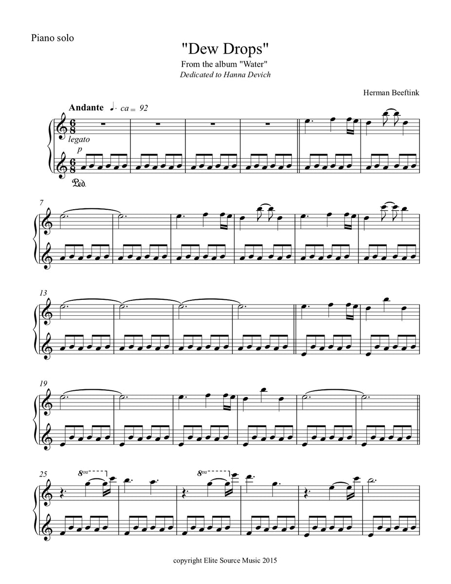 DEW DROPS | Piano Solo | by Herman Beeftink | Sheet Music (DIGITAL ...