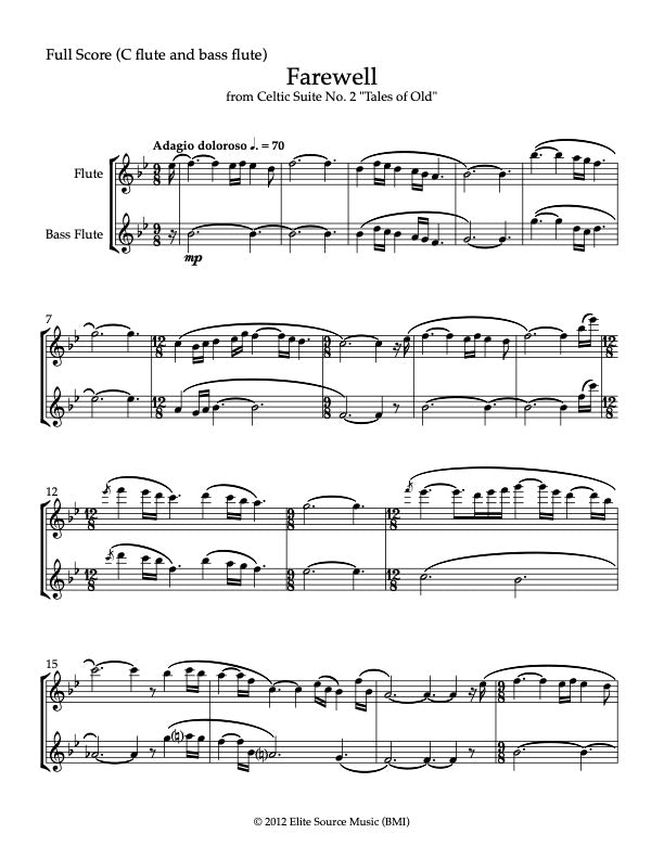 FAREWELL (DUO) | Flute and Bass Flute | by Herman Beeftink | Sheet Mus ...