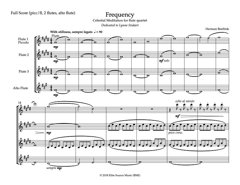 Flute Score FREQUENCY | Flute Quartet (Picc/Flute, 2 Flutes and Alto Flute) | by H ...