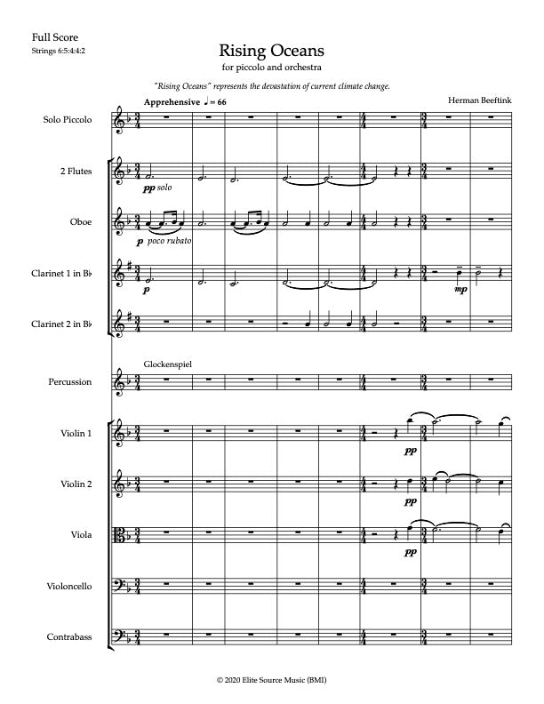RISING OCEANS | for Piccolo and Orchestra | by Herman